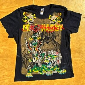 Ed Hardy Black Graphic T-Shirt Rhinestones 90s vintage y2k christian audigier